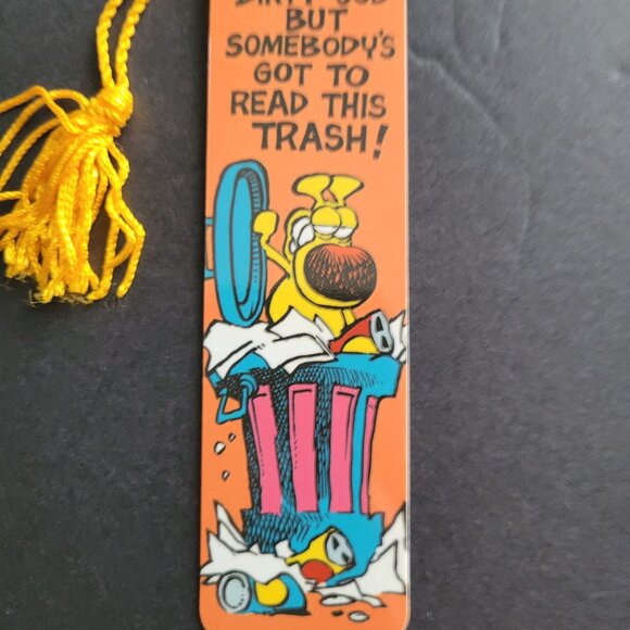 Vintage 80s Grimmy Tassel Bookmark Mother Goose Grim Mike Peters Dirty Job Trash - Picture 9 of 9